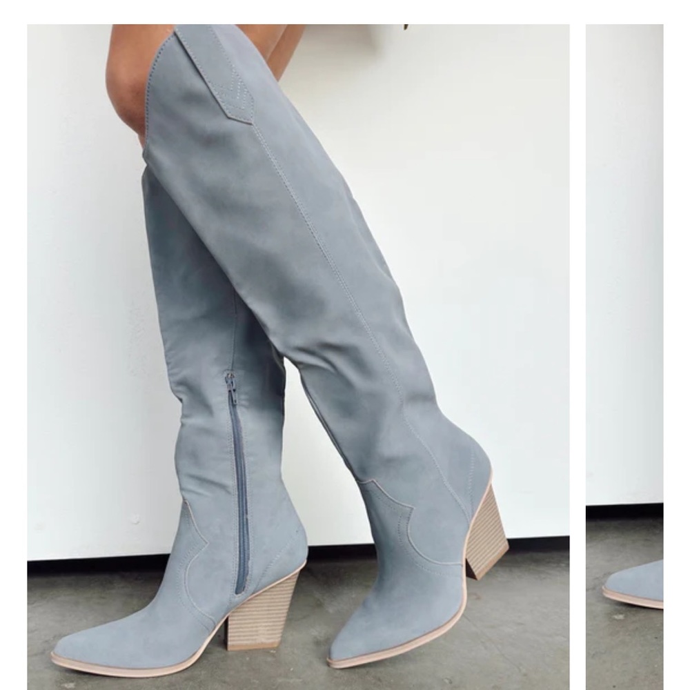 NWOT Oasis Society Saipan Knee High Boots-Slate Blue
